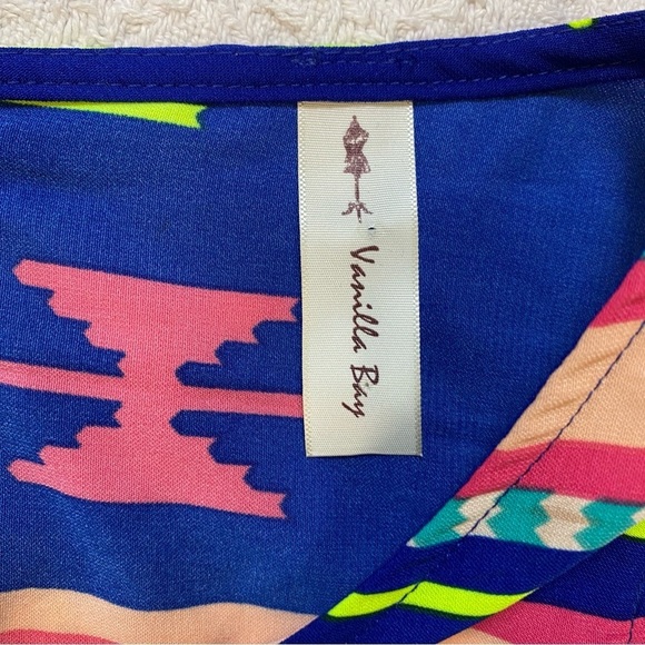 Vanilla Bay Dress‎ 10 Sleeveless Vibrant Aztec Print A Line Knee Length - Picture 11 of 11